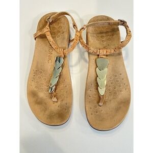 VIONIC Miami Gold Tone Metallic Embellished Thong T Strap‎ Size 7 Sandals